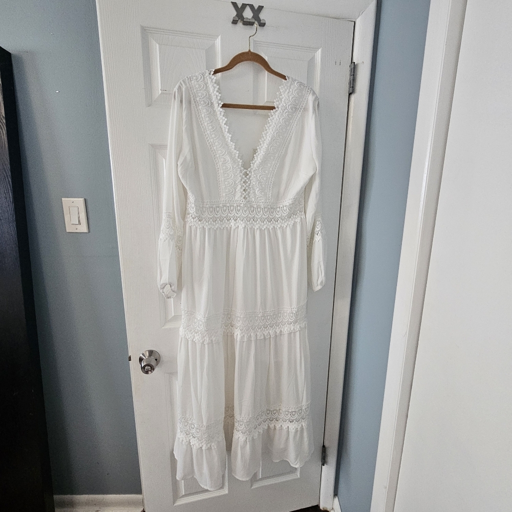 White Crochet accent dress